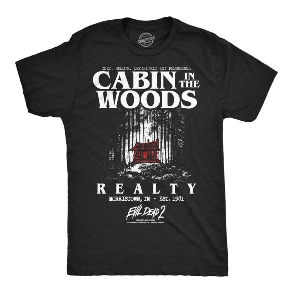 Mens Funny T Shirts Cabin In The Woods Realty Evil Dead Movie Tee For Men